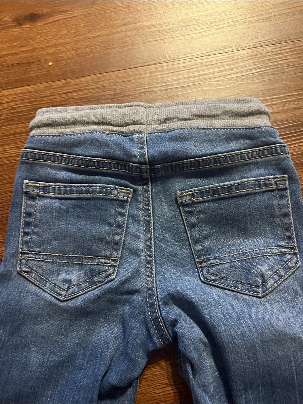 Toddler boys Blue Knit-Waist Denim Jogger Pants